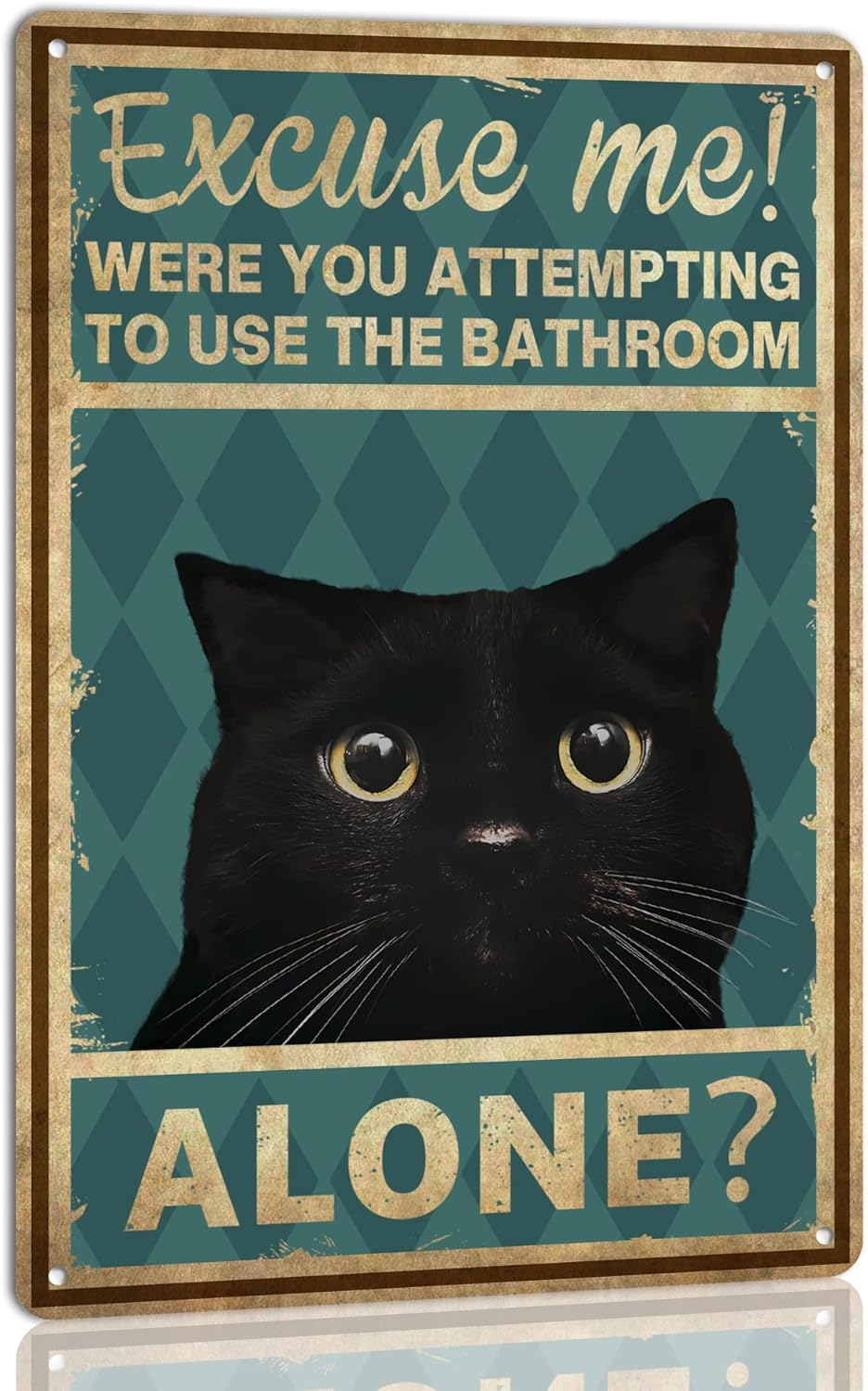 Home Alone Bathroom - لوحة فنية جدارية على شكل قطة؛