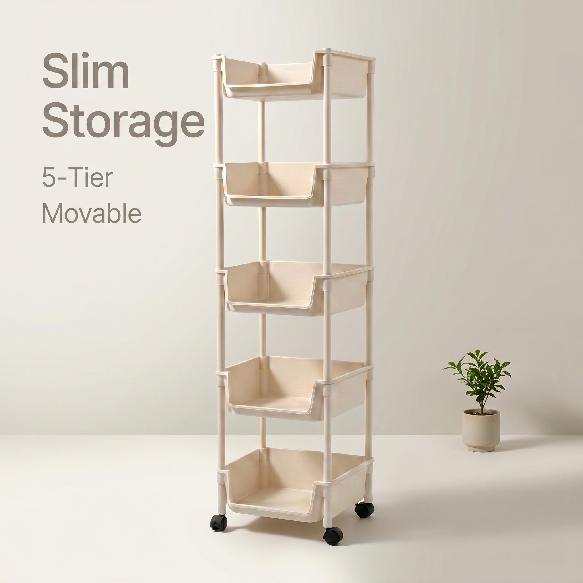 Home Bathroom Shelf - عربة تخزين نحيفة بخمسة طبقات مع