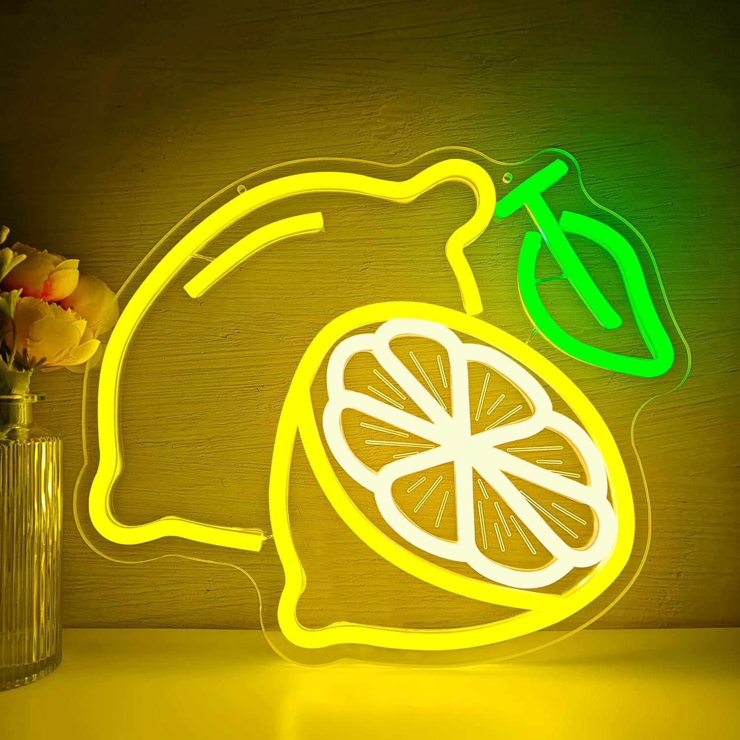 Home Bathroom Wall Decor - لافتة نيون على شكل ليمون قابلة