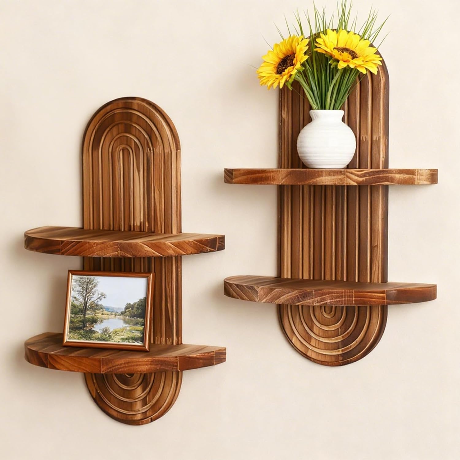 Home Bathroom Shelf - رفوف خشبية عائمة، رف تخزين متعدد