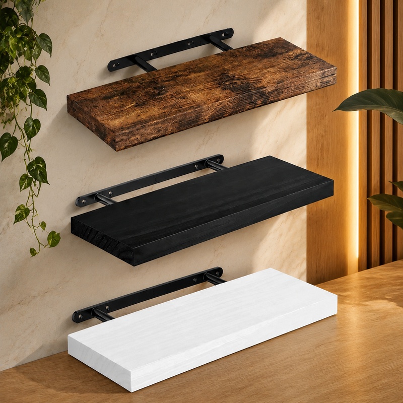 Home Bathroom Shelf - رف حائط عائم متين مع دعامات