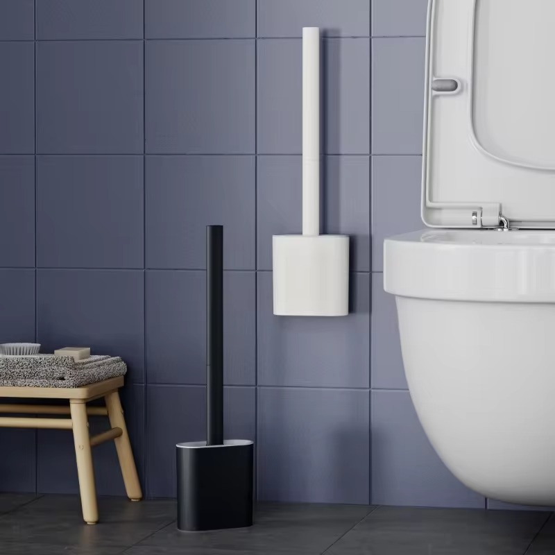 Home Bathroom Cleaning Kit - 1 قطعة فرشاة المرحاض السوداء الحائط