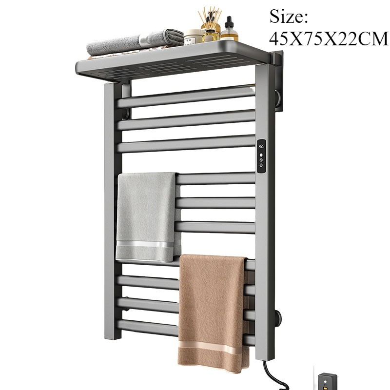 Home Bathroom Shelf - حامل مناشف كهربائي معدني للحمام، رف