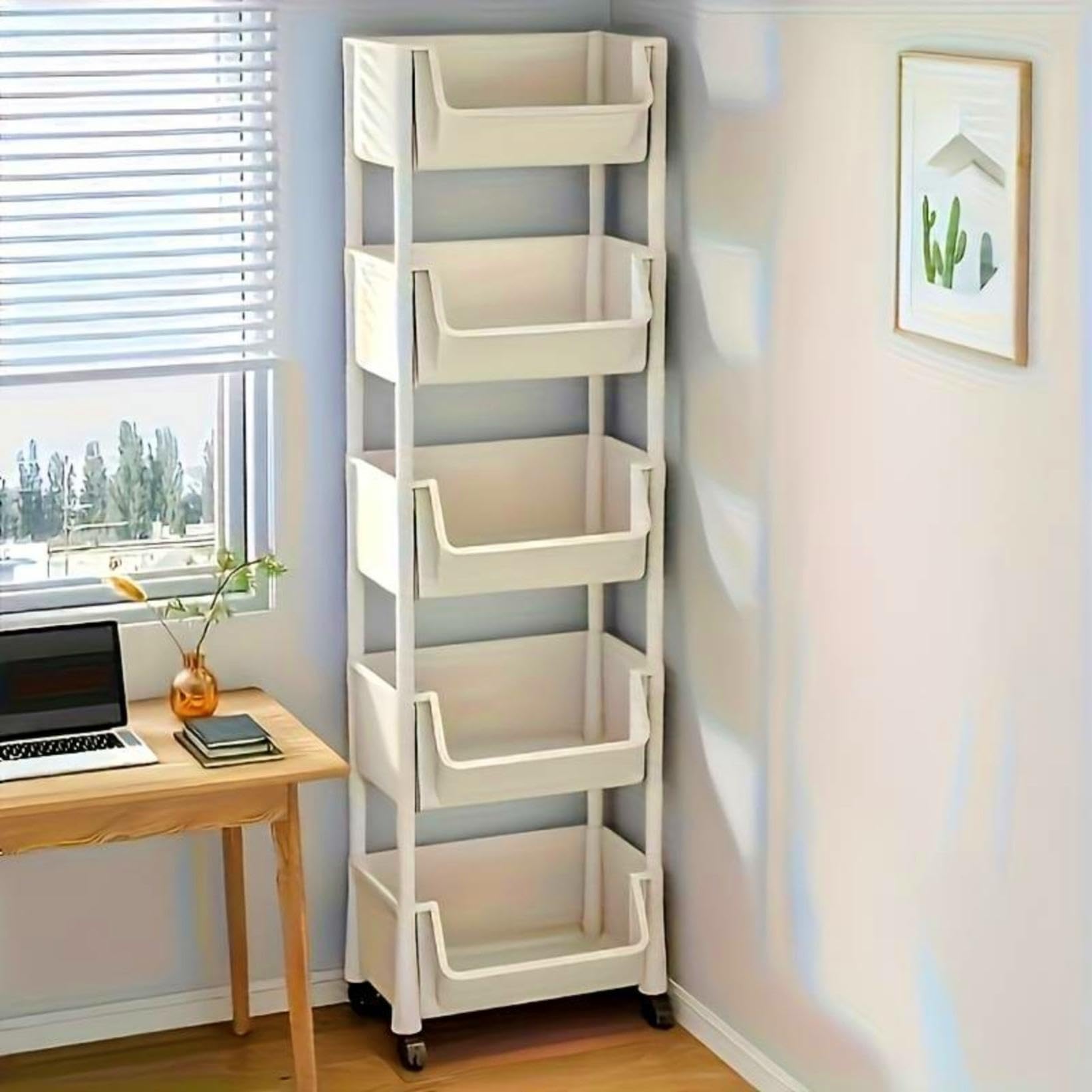 Home Bathroom Shelf - عربة تخزين بلاستيكية متعددة الوظائف بعجلات،