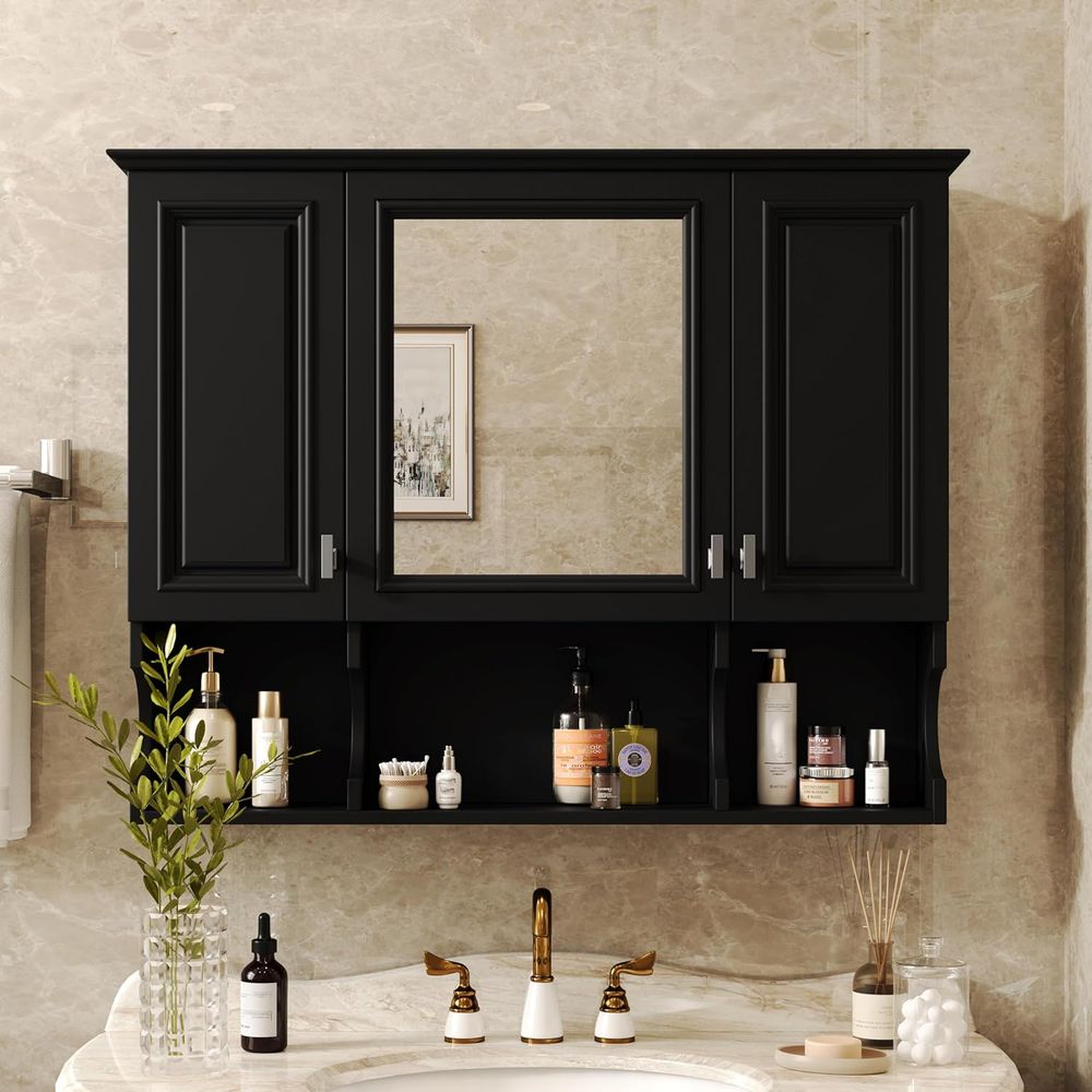 خزانة حائط للحمام مع مرآة، خزا - مراجعة Home Bathroom Shelf وسعره