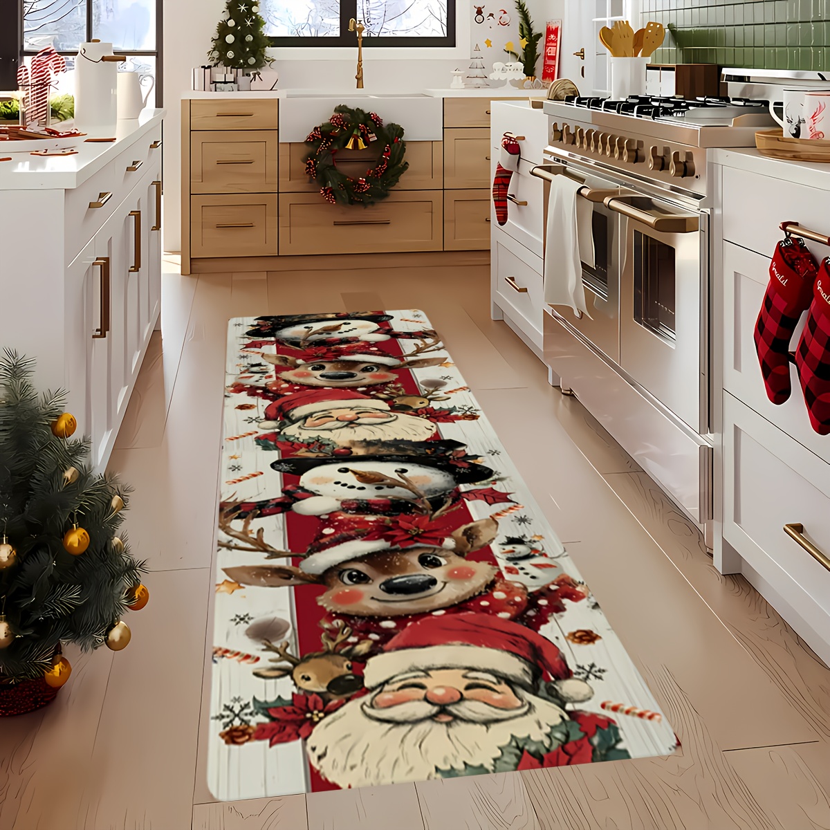 سجادة عيد الميلاد حمراء وذهبية - مراجعة Home Bathroom Rugs وسعره