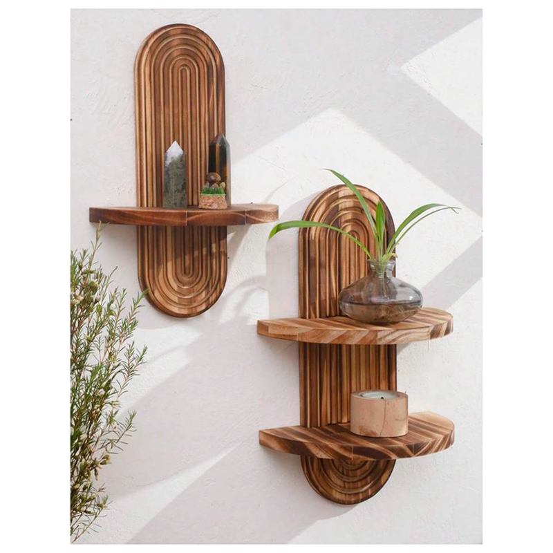رف جداري هندسي من الخشب الريفي - مراجعة Home Bathroom Shelf وسعره