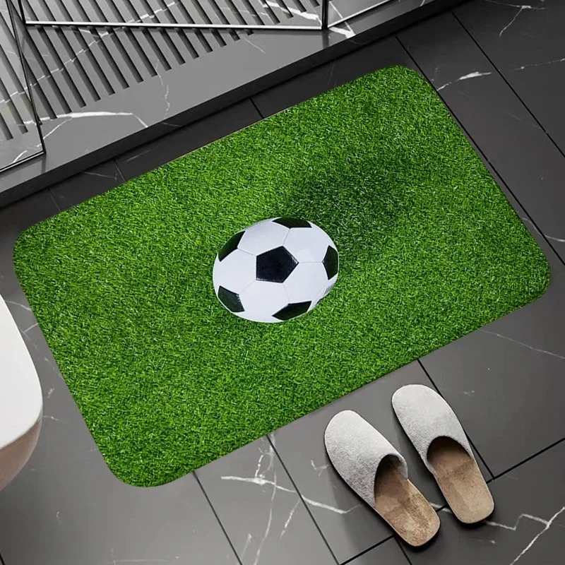 سجادة باب بنمط ملعب كرة القدم، - مراجعة Zara Home Bathroom Rug وسعره